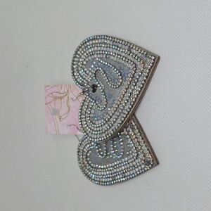 Silver heart-shaped bling earrings